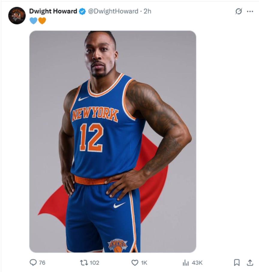 難道說？尼克斯步行者G4賽后 霍華德發(fā)推身披尼克斯戰(zhàn)袍